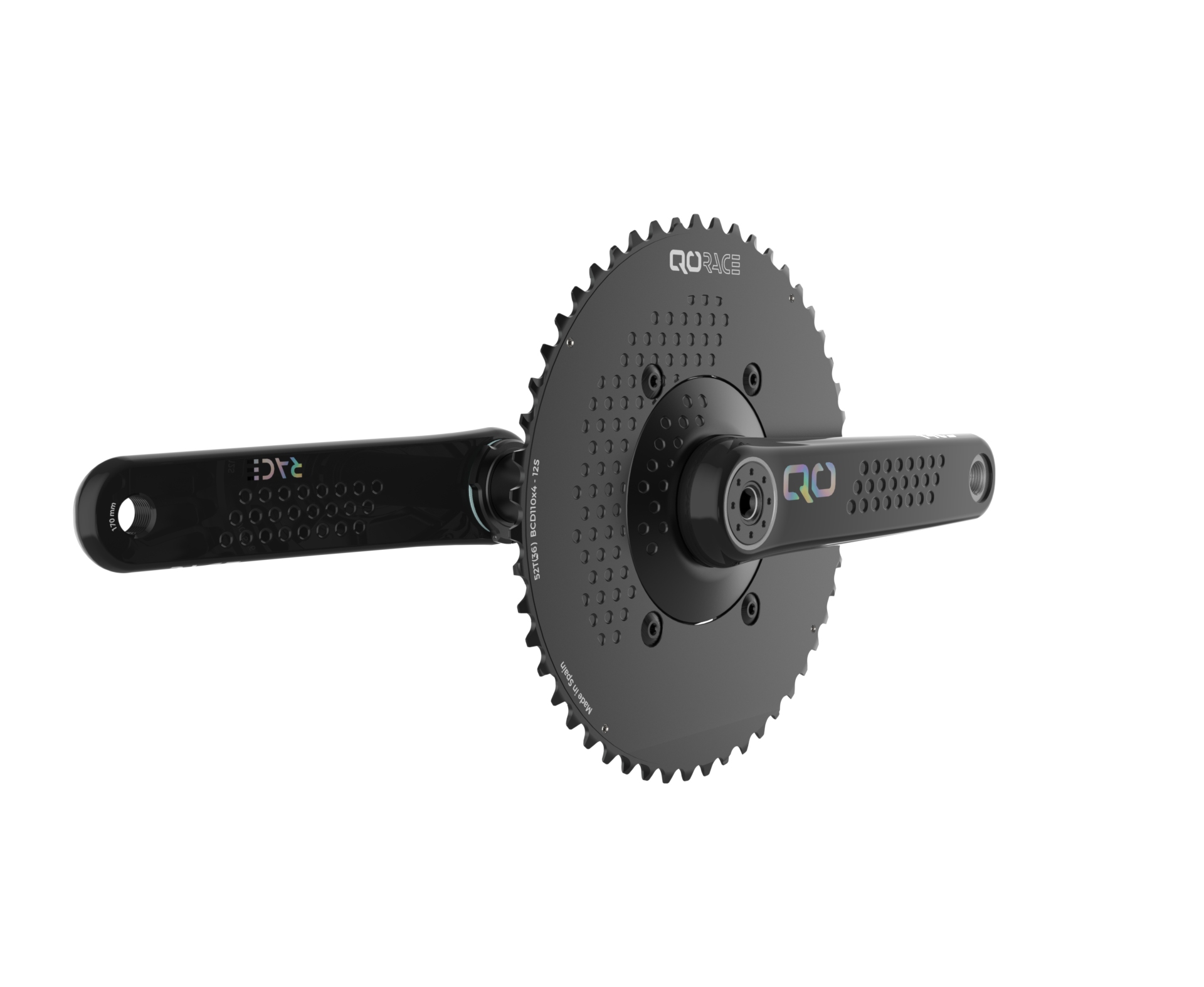 A rendering of the QO Race road crankset. 