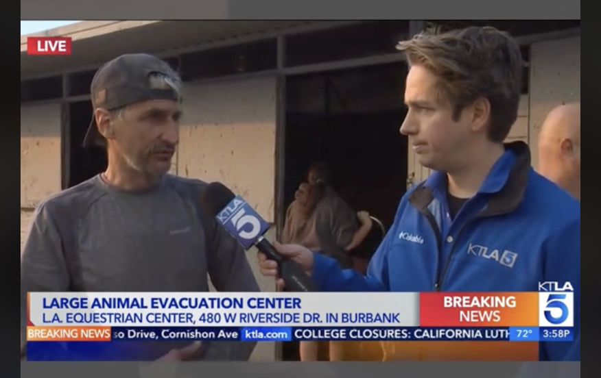 Salinas was interviewed after bringing Claire to an equestrian evacuation center.