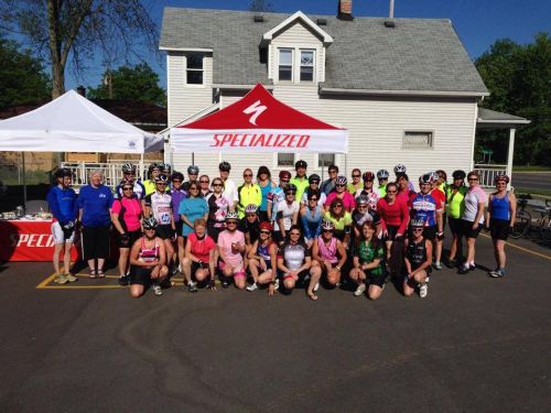 The Women's Ride gathers at Tom’s Pro Bike Shop in Lancaster, New York.