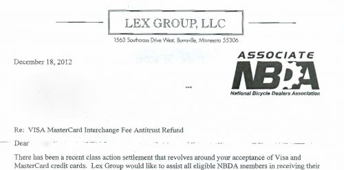 The top of a letter Lex Group sent to a retailer.