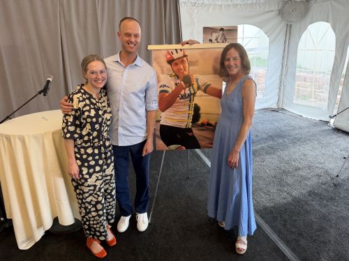 Blumenthal's children Jana and Ryan with Tim’s wife Lise. Blumenthal's children Jana and Ryan with Tim’s wife Lise.