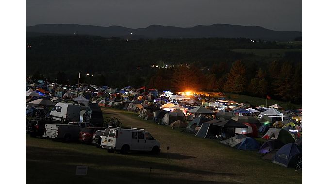 Night falls on the NEMBAfest campground.