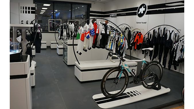 La Bicicletta's Assos ProShop display.