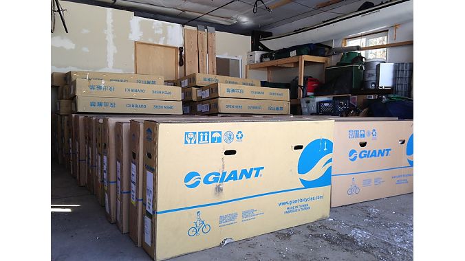 Liv/giant bikes ready for shipment.