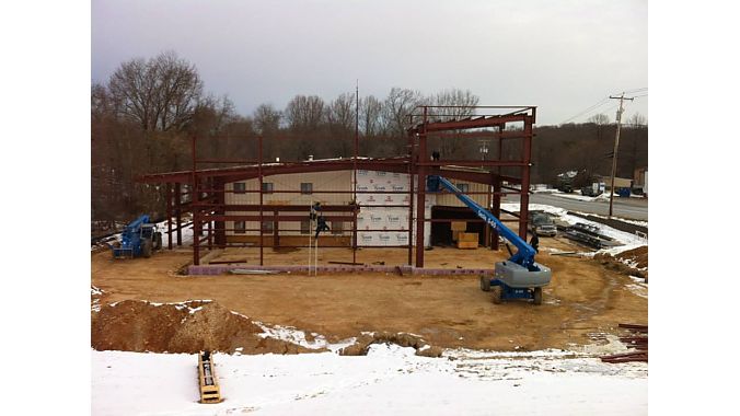 The building was stripped down to its steel structure.