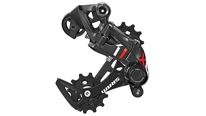 The new XO1 7-speed DH rear derailleur available in medium and long cages.