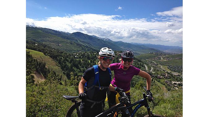 Smith Optics' Mallory Burda and BRAIN's Val Vanderpool soaked up the sun and views on a long-awaited mountain bike ride. 