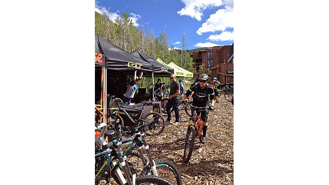The demo area was open for business Wednesday. Editors were eager to try all the new product and check out the Deer Valley trails and scenic road routes.