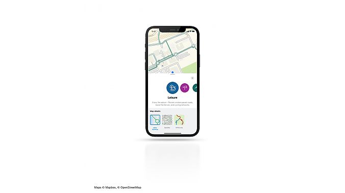 In addition to the route profiles, Bosch offers the map detail variants "Satellite," "MTB Trails," and the new "eBike Heatmap." The latter shows which routes eBike riders regularly like to use.