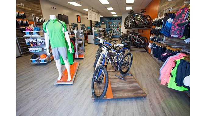 Wingspan Cyclery owner Christopher Rubin worked with 3 Dots Design on the design of his 1,400-square-foot shop. (Photos by Eye 4 Detail Photography)