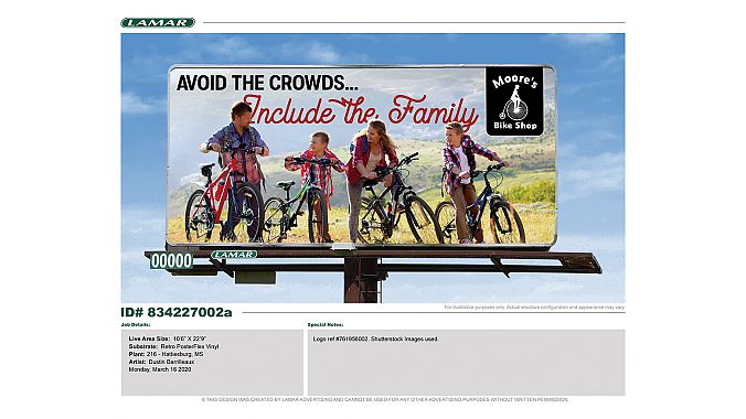 One of two Lamar Outdoor billboards James Moore will have to promote cycling.
