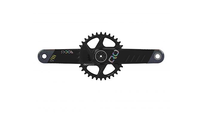 A rendering of the QO Rocks mountain bike crankset. 