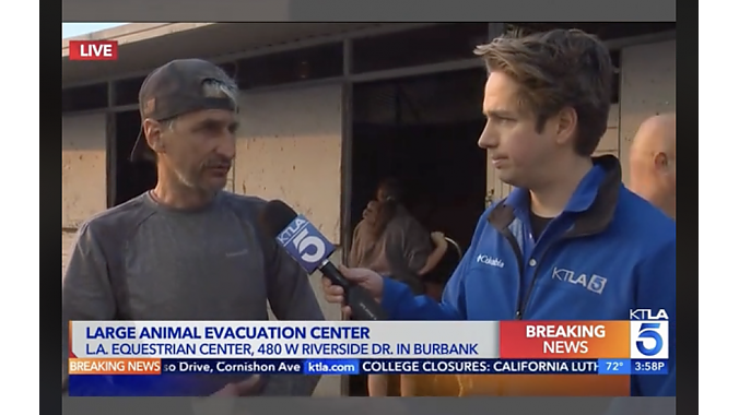 Salinas was interviewed after bringing Claire to an equestrian evacuation center.