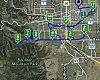 A hybrid satellite/road map of a ride
