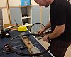 Product developer Tim Young demonstrates wheel assembly. All Crankbrothers wheels are 100 percent hand-built in Taiwan.